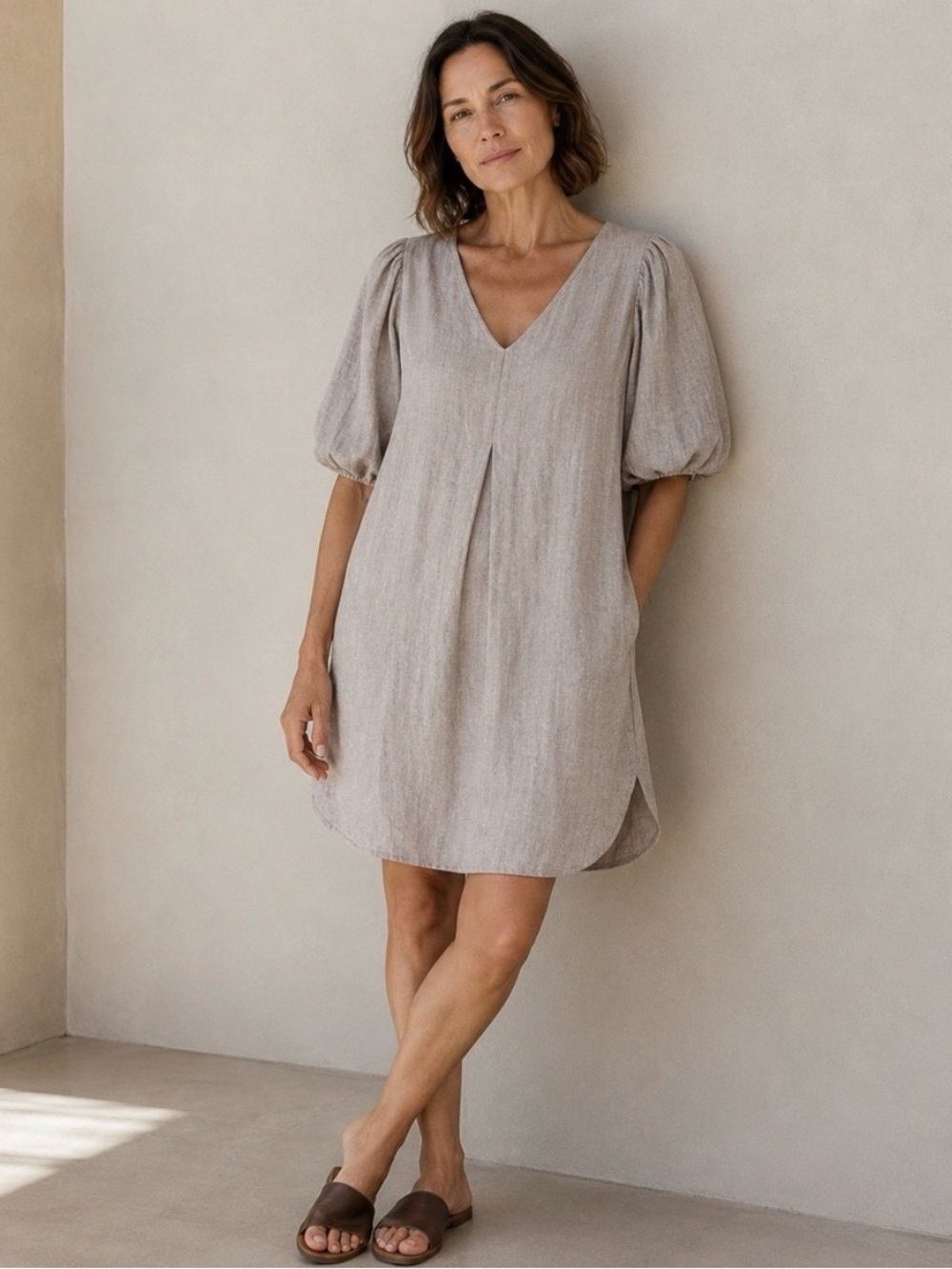 Cynthia Rowley V-Neck Linen Dress XS